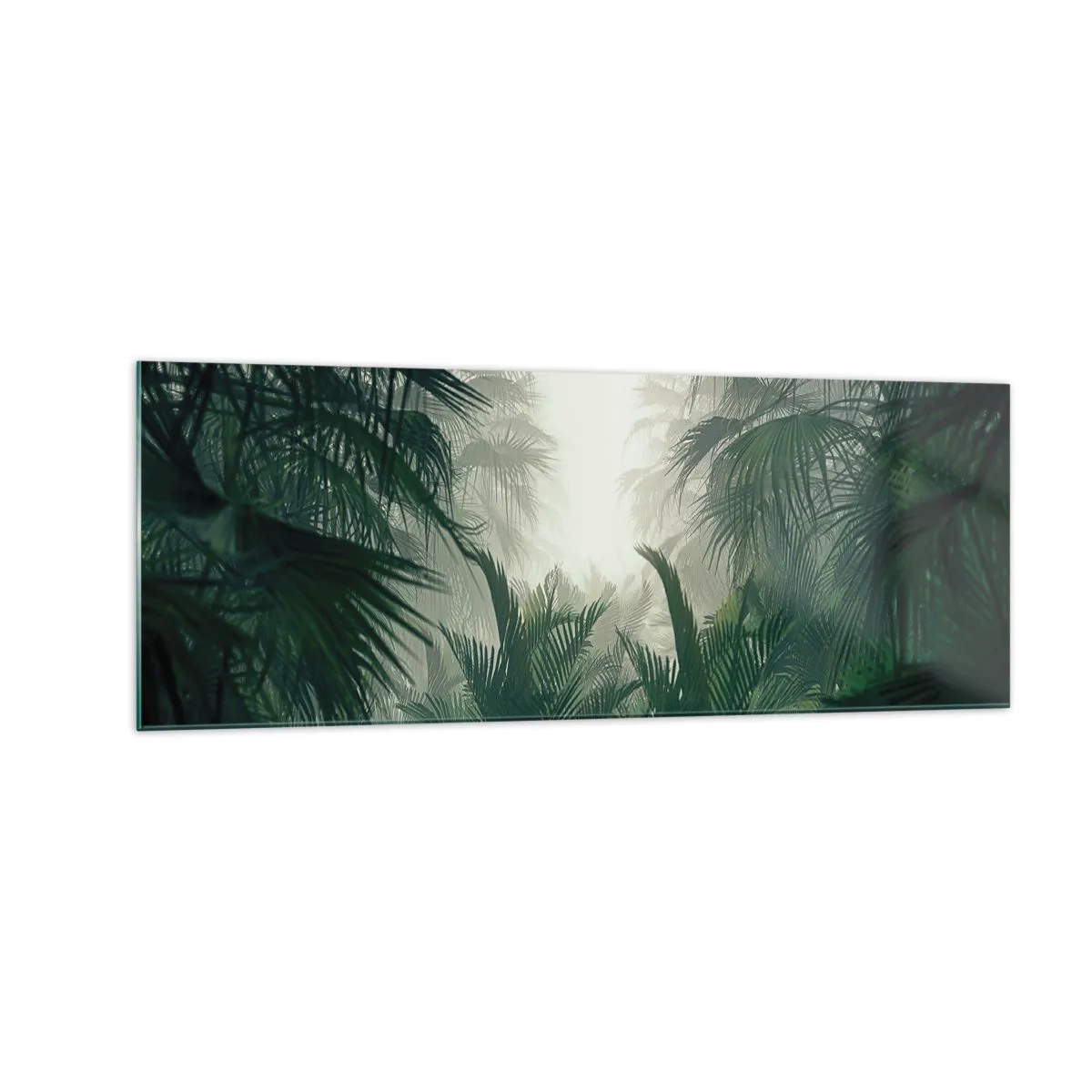 Impression sur verre - Image sur verre - Végétation tropicale dans un épais brouillard de forêt tropicale - 140x50cm - Secret tropical - Décoration murale moderne pour le salon et la chambre ARTTOR