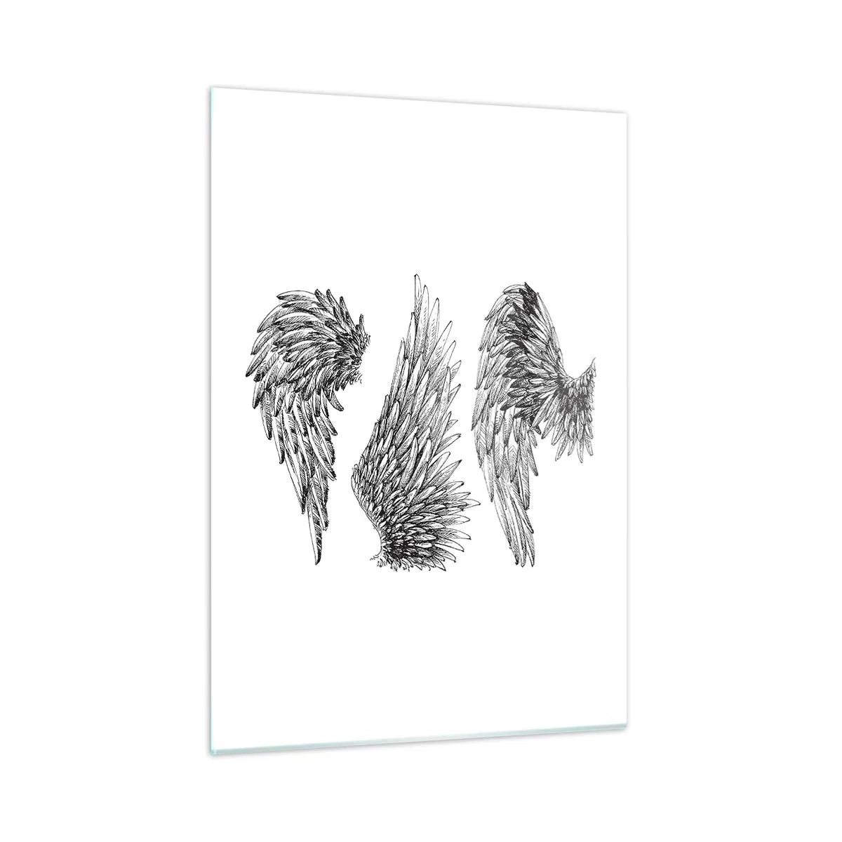 Impression sur verre - Image sur verre - Ailes d'ange en graphisme artistique noir et blanc - 50x70cm - Et tu peux devenir un ange - Décoration murale moderne pour le salon et la chambre ARTTOR