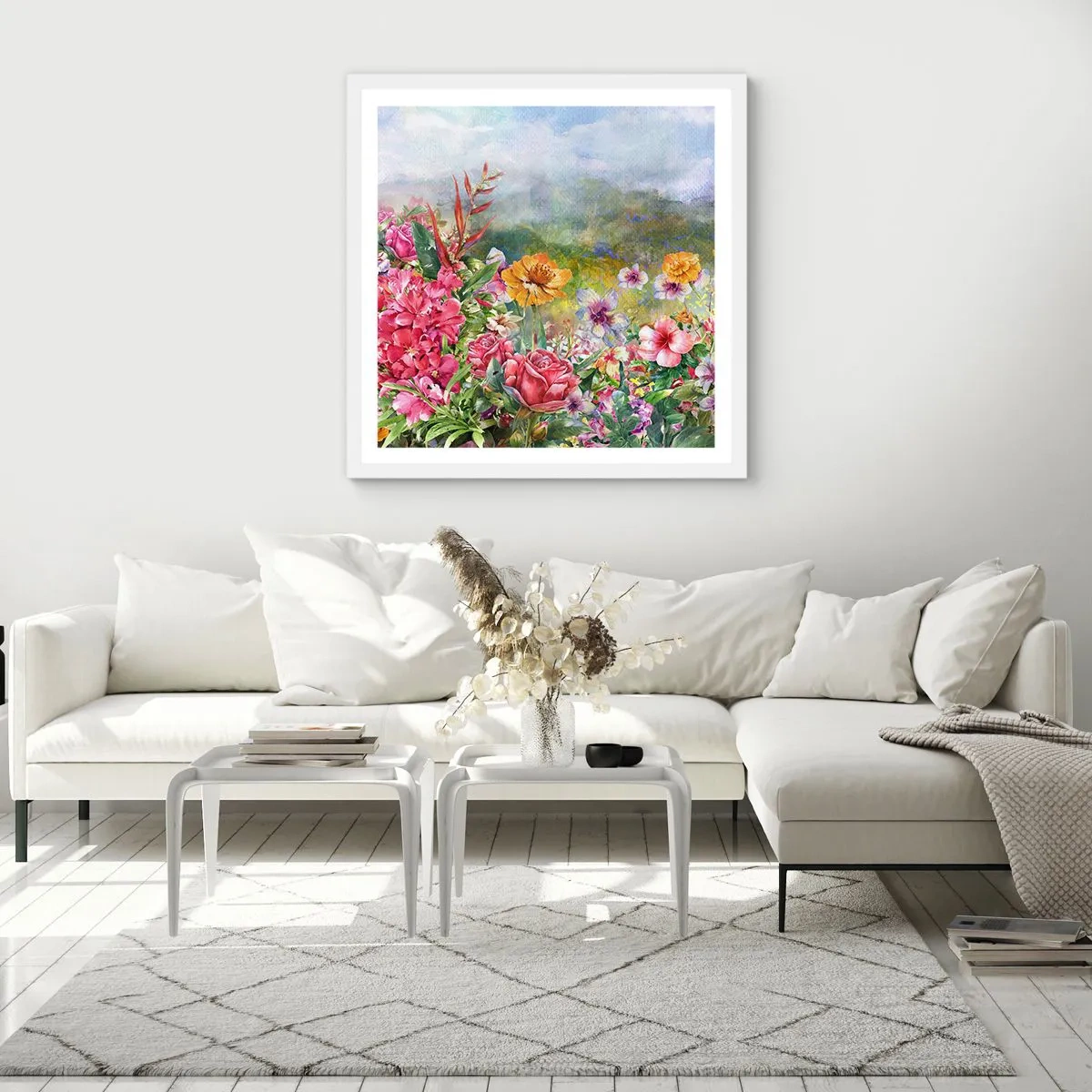 Affiche dans un cadre blanc - Poster - Un jardin devenu fou - 50x50 cm