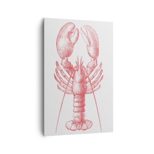 Impression sur toile - Image sur toile - Dessin d'un homard dans une teinte rouge - 80x120cm - Un homard digne d'Homère - Décoration murale moderne pour le salon et la chambre ARTTOR