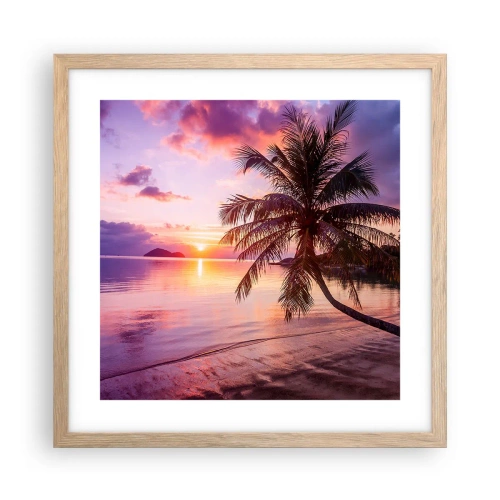 Affiche dans un chêne clair - Poster - Le bonheur à l'horizon - 40x40 cm