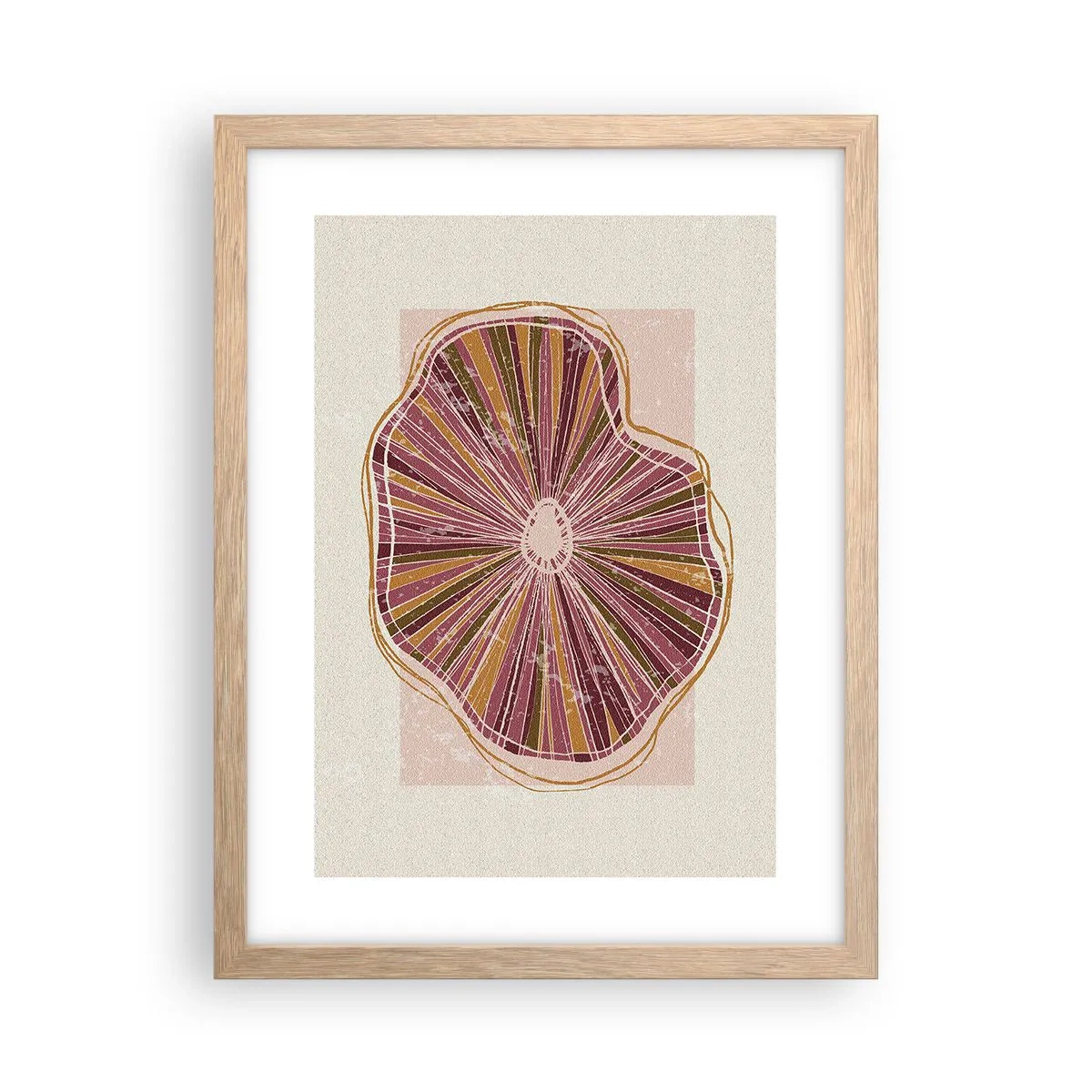 Affiche dans un chêne clair - Poster - Abstraction rayonnante - 30x40 cm