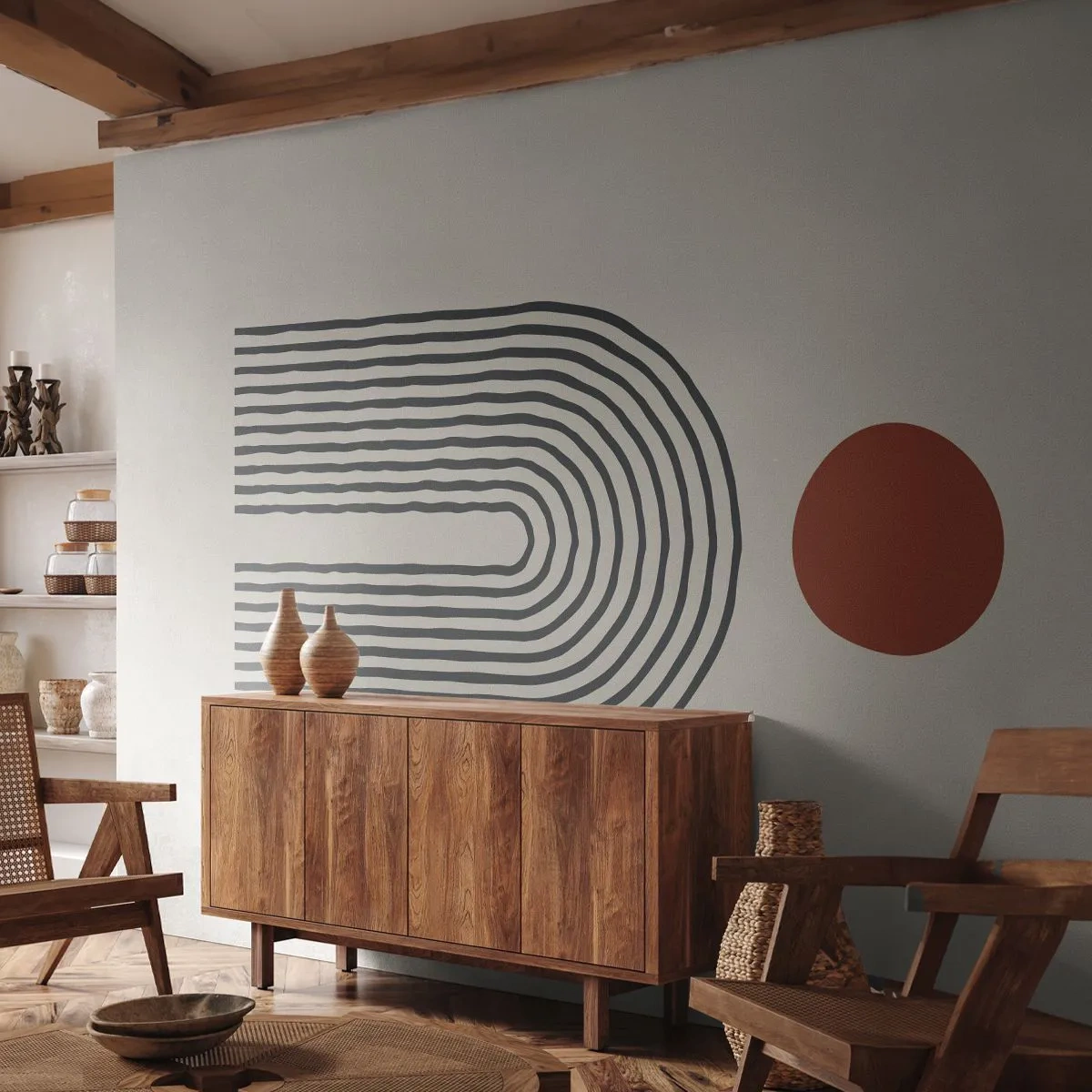 Papier Peint Photo Premium Sand - Le magnétisme des formes et des couleurs - Abstraction, Graphique, Modèle moderne - 350x256 cm
