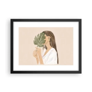 Affiche dans un cadre noir - Poster - Portrait mystérieux avec un éventail - 40x30 cm