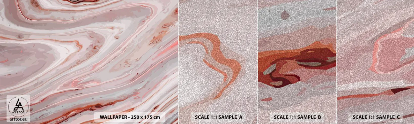 Échantillon de Papier Peint Premium Sand - Rose liquide - Abstraction, Morceau, Modèle moderne - 100x30 cm