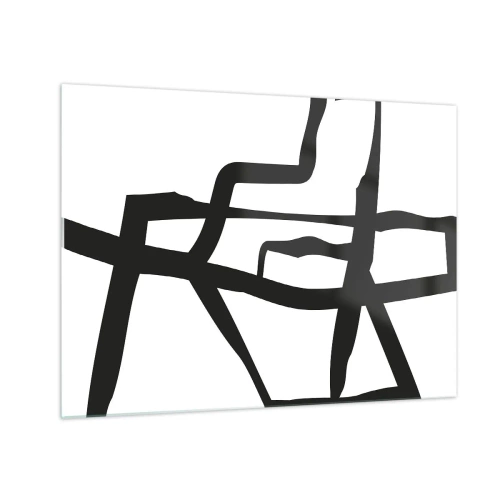 Impression sur verre - Image sur verre - Une structure abstraite en noir et blanc ressemblant à un plan urbain. - 70x50cm - Conception noir et blanc - Décoration murale moderne pour le salon et la chambre ARTTOR