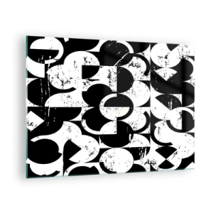 Impression sur verre - Image sur verre - Motif géométrique aux formes contrastées en noir et blanc - 70x50cm - Le blanc est blanc et le noir est noir - Décoration murale moderne pour le salon et la chambre ARTTOR