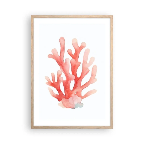 Affiche dans un chêne clair - Poster - Corail couleur corail - 50x70 cm