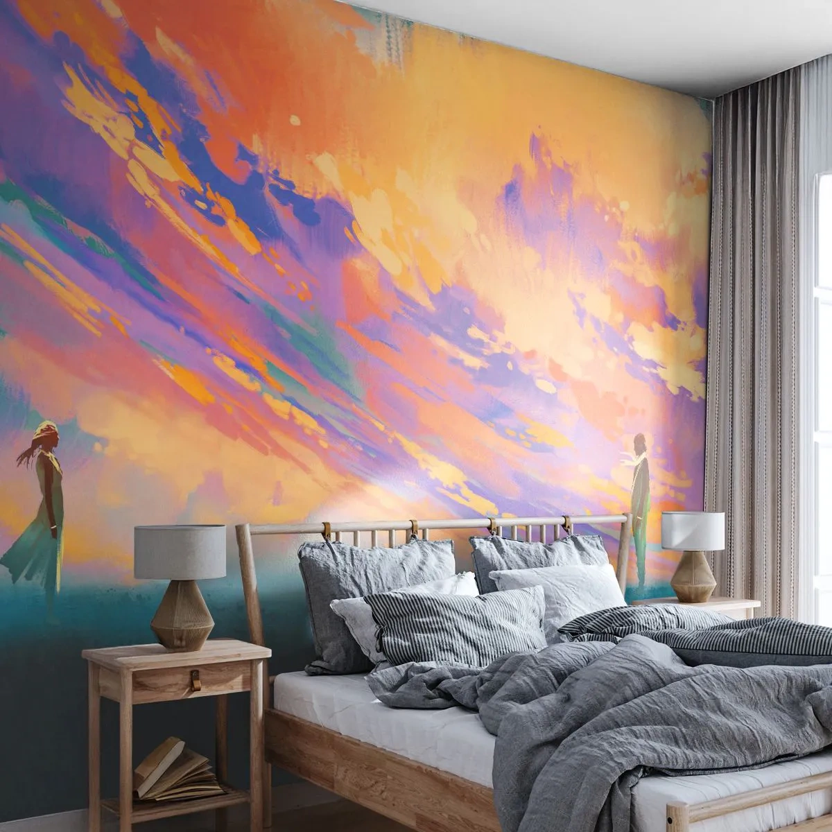 Papier Peint Photo Premium Sand - Une scène romantique sous un ciel pittoresque - 100x70cm - La force d'attraction - Décoration murale moderne pour le salon et la chambre ARTTOR