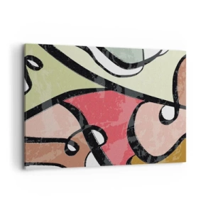Impression sur toile - Image sur toile - Formes abstraites colorées avec des lignes noires - 100x70cm - Pirouettes parmi les couleurs - Décoration murale moderne pour le salon et la chambre ARTTOR