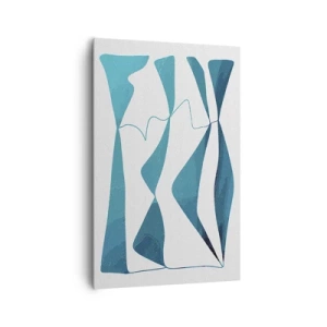 Impression sur toile - Image sur toile - Formes abstraites dans des tons de bleu sur fond blanc - 80x120cm - Abstraction : composé turquoise - Décoration murale moderne pour le salon et la chambre ARTTOR