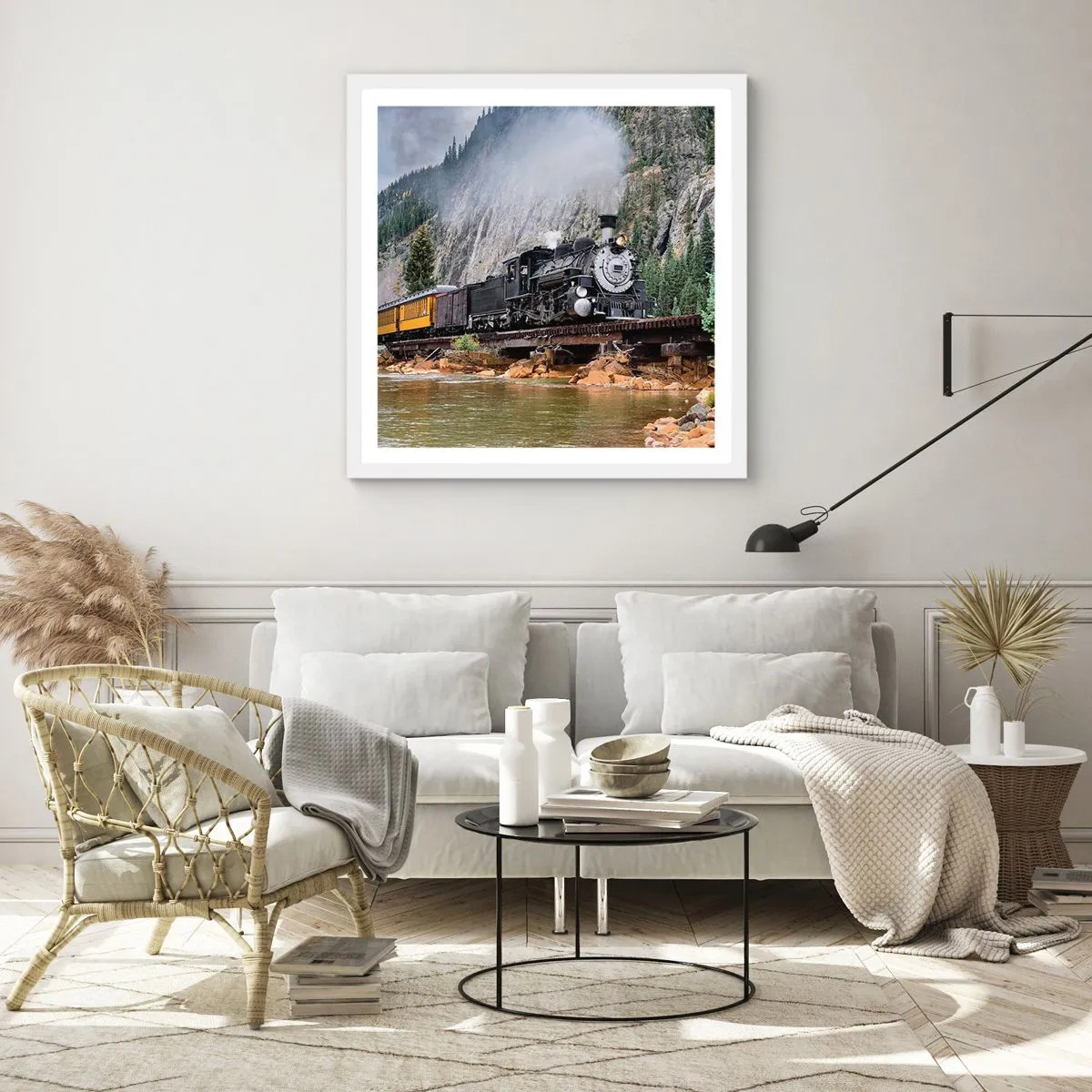 Affiche dans un cadre blanc - Poster - Et lui jusqu'où? Jusqu'où? - 50x50 cm