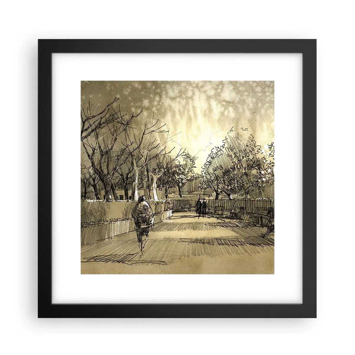 Affiche dans un cadre noir - Poster - Un moment arrêté avec une plume - 30x30 cm