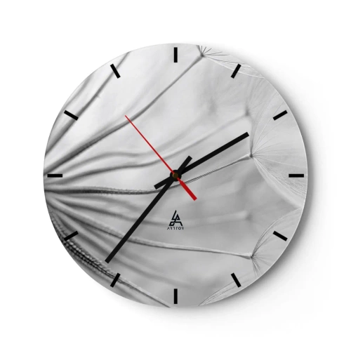 Horloge murale - Pendule murale - Gros plan de délicates graines de pissenlit - 30x30cm - Aigrette avant son envol - Décoration murale moderne pour le salon, la cuisine et la chambre ARTTOR