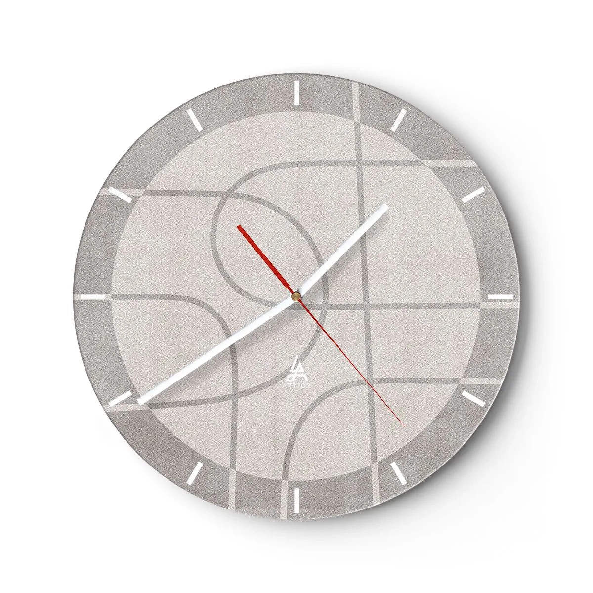 Horloge murale - Pendule murale - Graphiques avec des cercles et des lignes droites dans des tons de gris - 30x30cm - Circulaire et tout droit - Décoration murale moderne pour le salon, la cuisine et la chambre ARTTOR