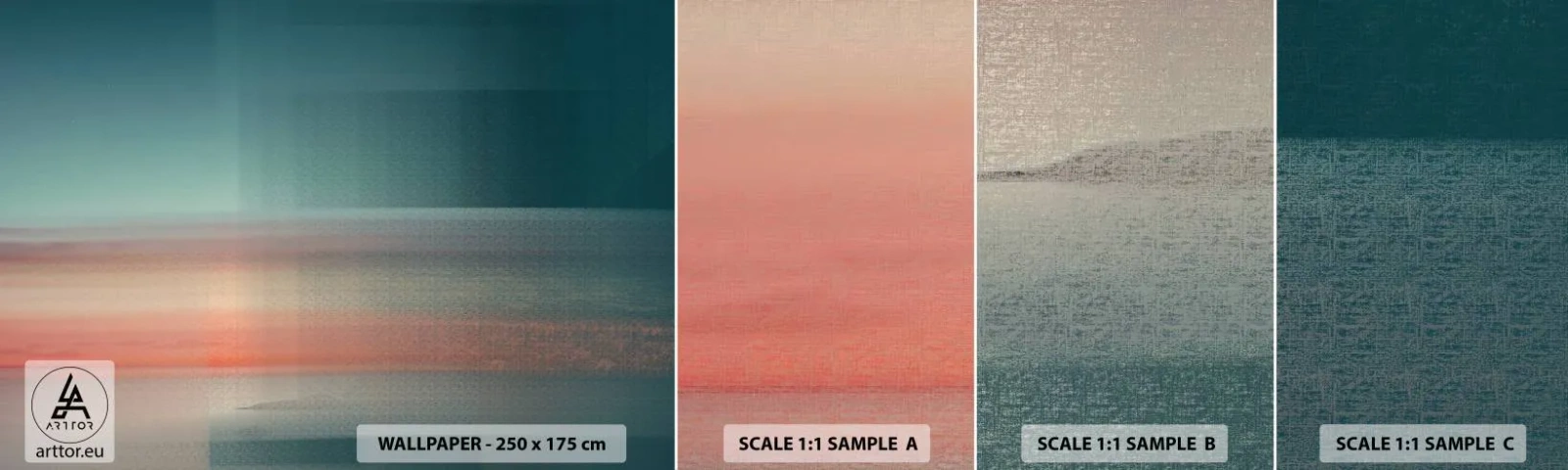 Échantillon De Papier Peint Standard Eco - Résumé : vagues de lumière - Eau, Ciel, Minimalisme - 100x30 cm
