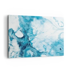 Impression sur toile - Image sur toile - Motif abstrait dans les tons de bleu - 100x70cm - Concert de bleu - Décoration murale moderne pour le salon et la chambre ARTTOR