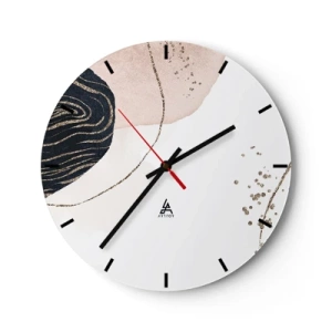 Horloge murale - Pendule murale - Motif abstrait avec des accents roses, noirs et dorés - 30x30cm - Tout coule - Décoration murale moderne pour le salon, la cuisine et la chambre ARTTOR