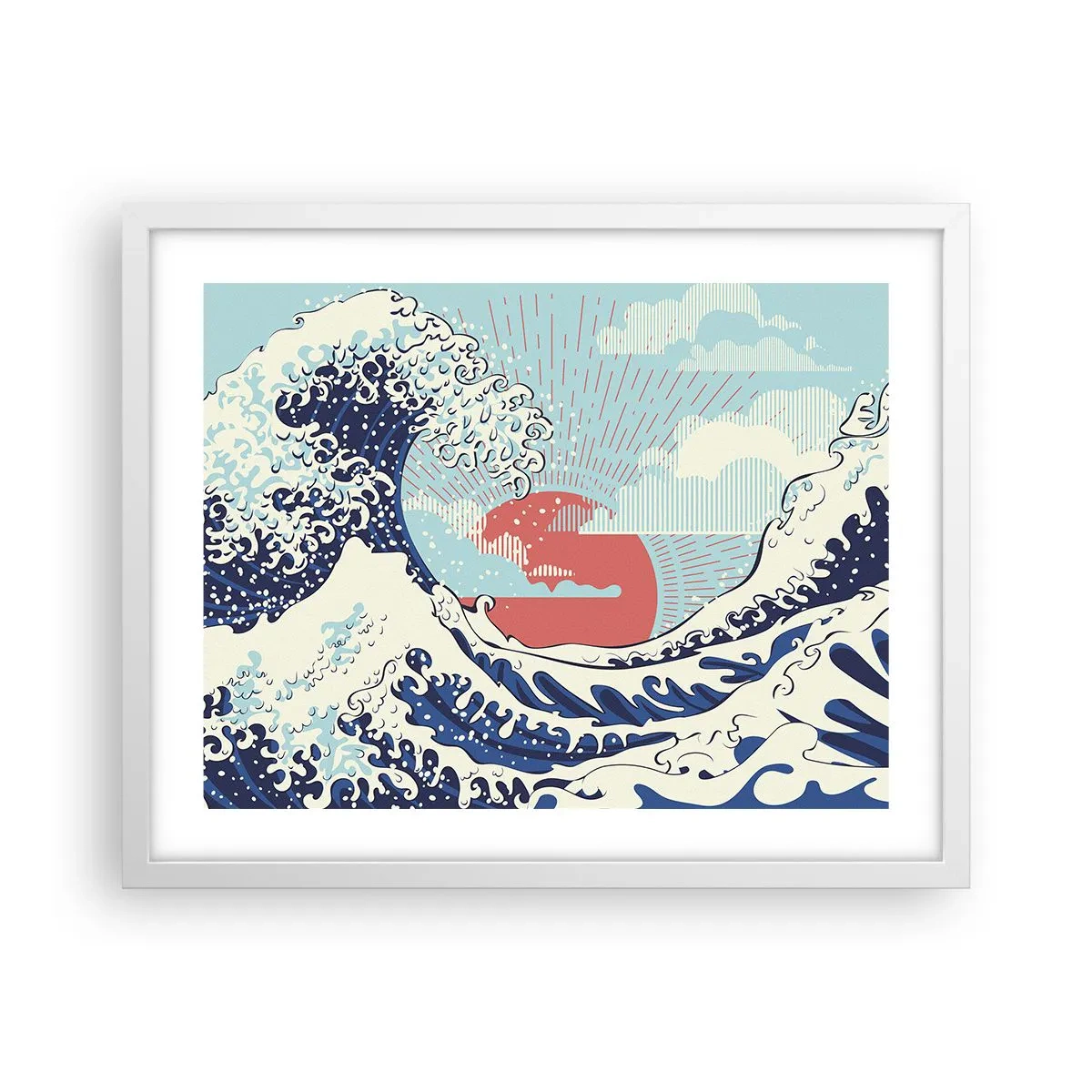 Affiche dans un cadre blanc - Poster - D'une inspiration japonnaise - 50x40 cm