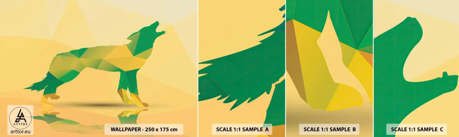 Échantillon De Papier Peint Standard Eco - Loup solitaire - Animaux, Loup, Figure géométrique - 100x30 cm