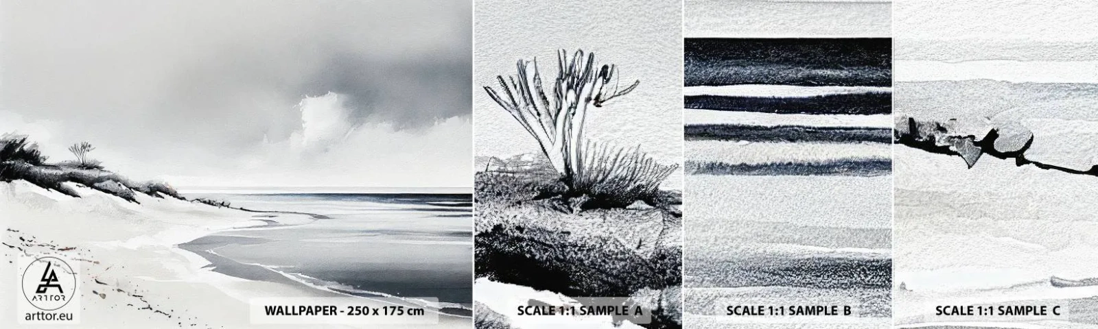 Échantillon de Papier Peint Autocollant Deluxe Sticker - Ensemble depuis toujours - Dunes, Plage, Océan - 100x30 cm