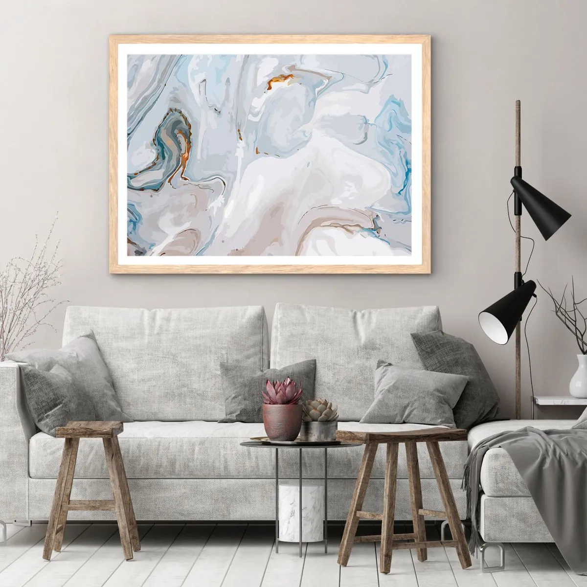 Affiche dans un chêne clair - Poster - Blanc surélevé - 70x50 cm