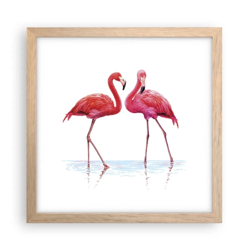 Affiche dans un chêne clair - Poster - Rendez-vous rose - 30x30 cm