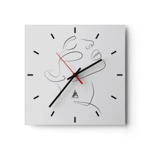 Horloge murale - Pendule murale - Un croquis minimaliste du visage d'une femme de profil. - 30x30cm - Méandre du rêve - Décoration murale moderne pour le salon et la chambre ARTTOR