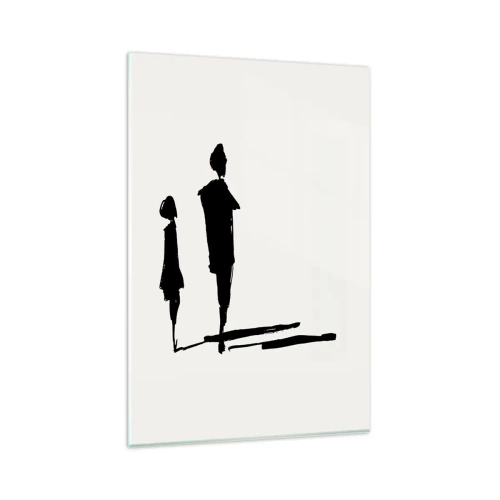Impression sur verre - Image sur verre - Silhouettes de deux personnes en noir sur fond clair - 80x120cm - Êtes-vous sûr qu'ils sont ensemble ? - Décoration murale moderne pour le salon et la chambre ARTTOR