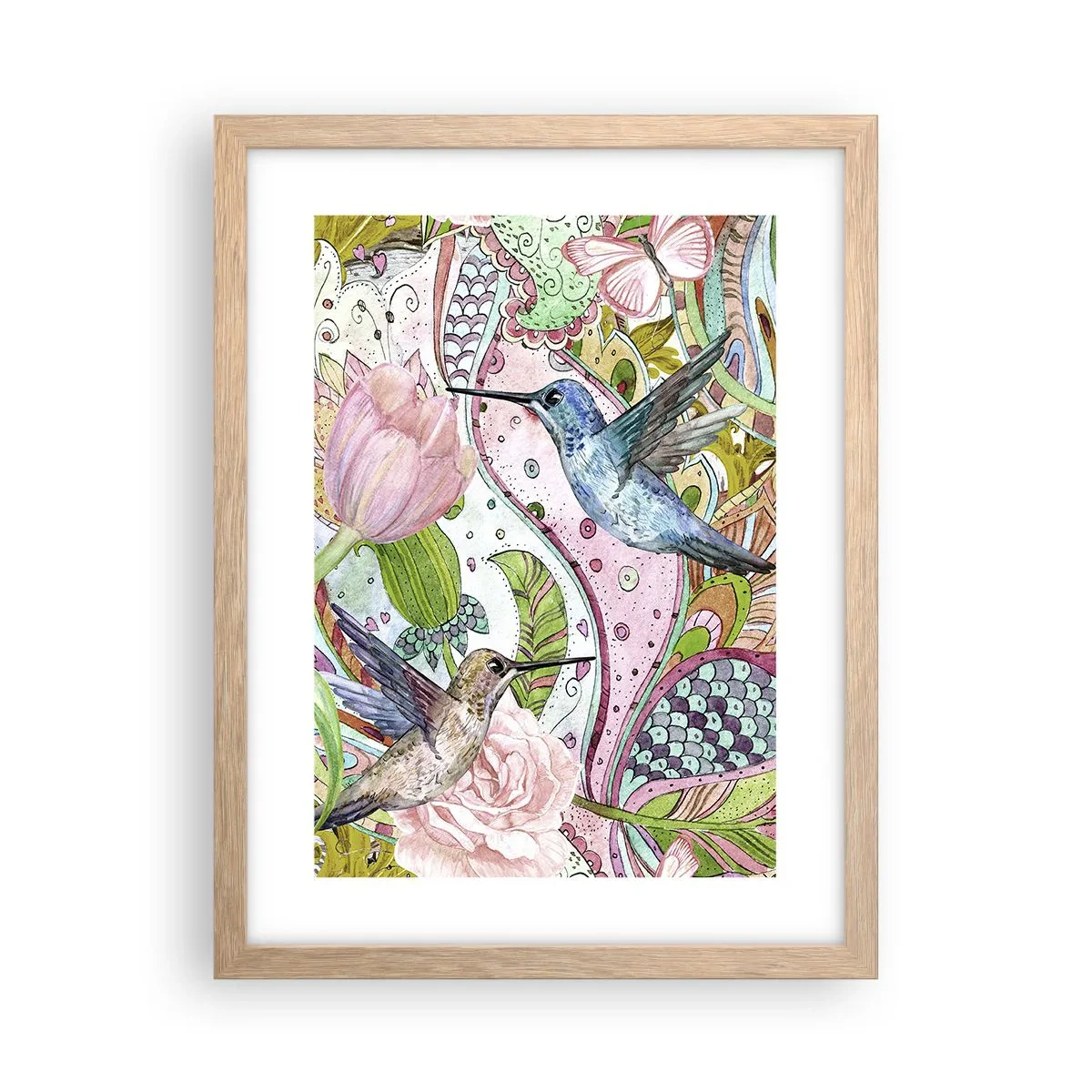 Affiche dans un chêne clair - Poster - Empêtré dans les vignes - 30x40 cm