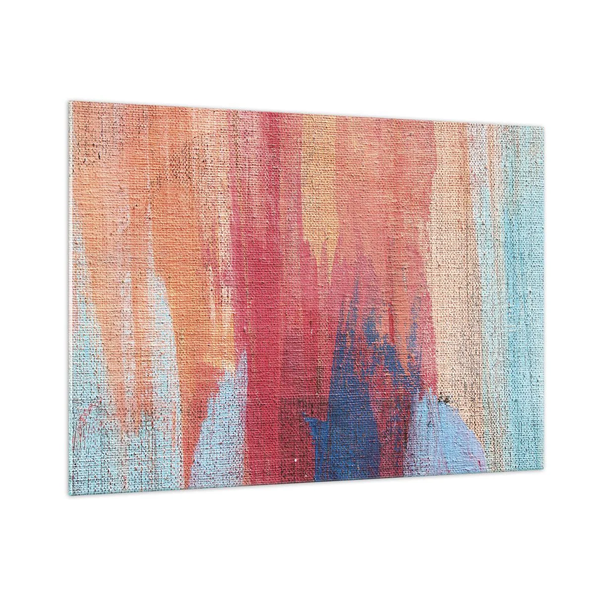 Impression sur verre - Image sur verre - Des traces de peinture colorées sur la structure de la toile - 100x70cm - Ecoulement de l'arc-en ciel - Décoration murale moderne pour le salon et la chambre ARTTOR