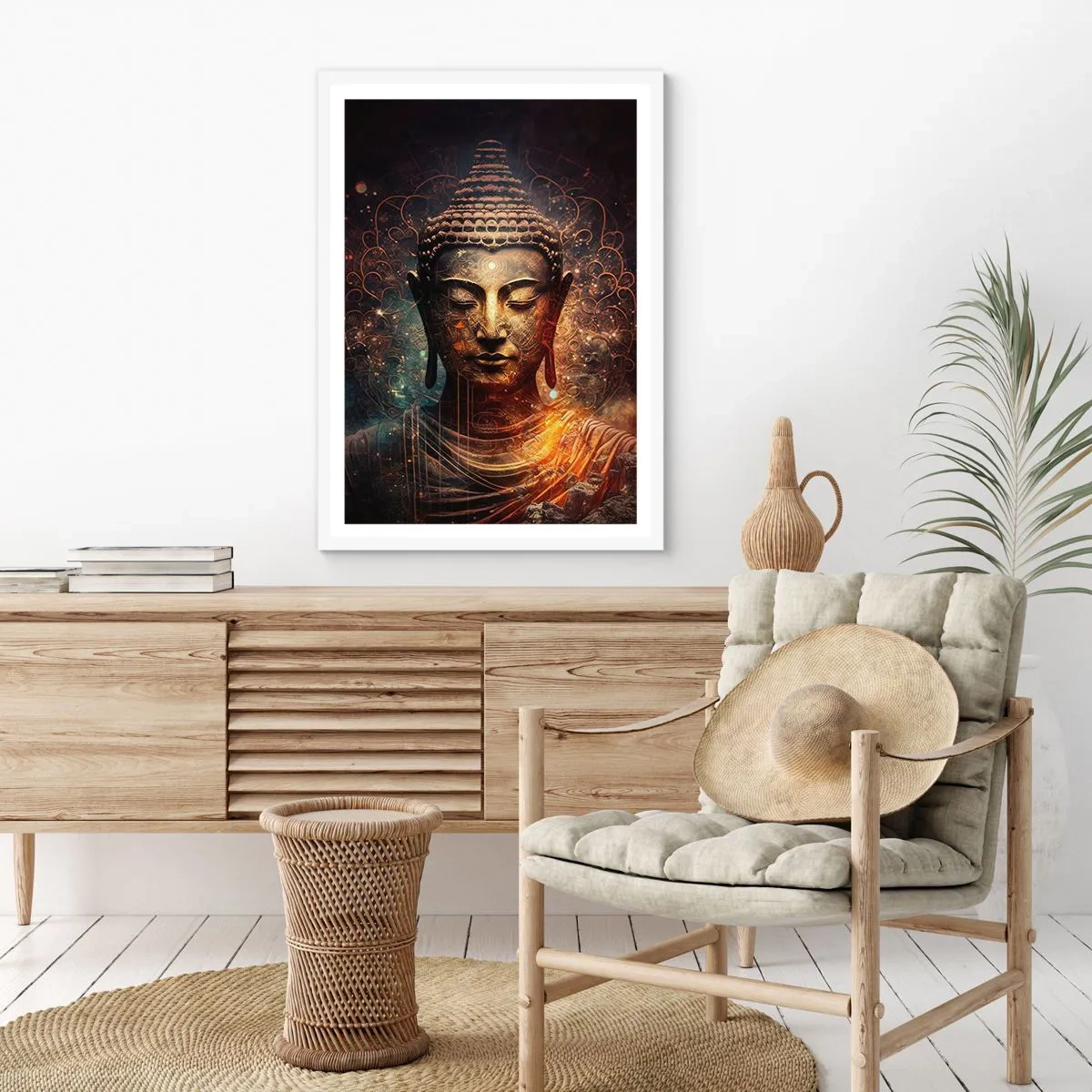 Affiche dans un cadre blanc - Poster - Équilibre spirituel - 70x100 cm