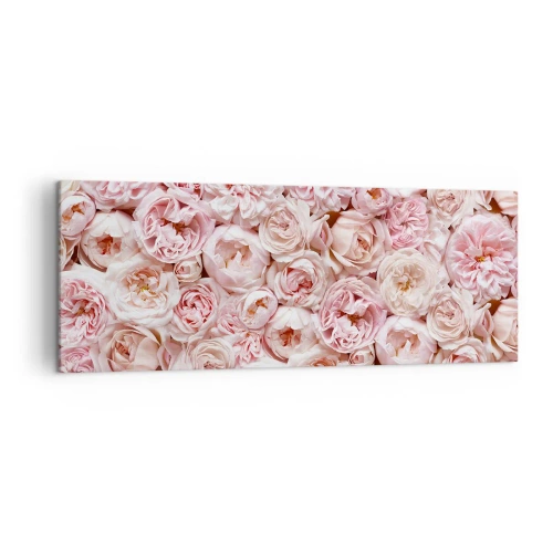 Impression sur toile - Image sur toile - Des roses délicates dans des tons de rose sur toute la surface - 140x50cm - Un lit de roses - Décoration murale moderne pour le salon et la chambre ARTTOR