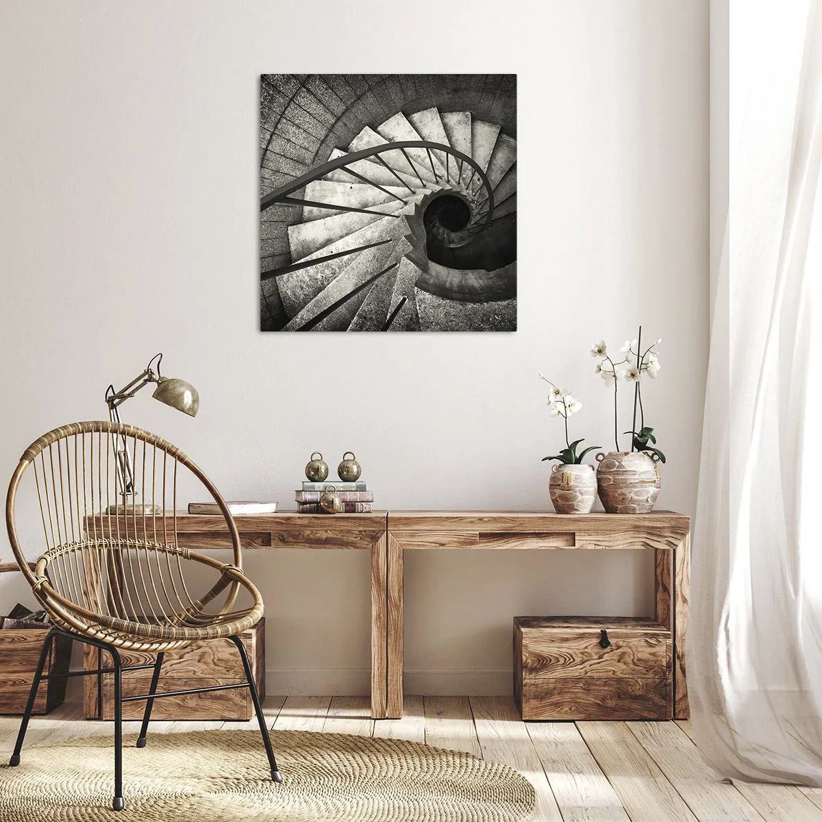 Impression sur toile - Image sur toile - En haut des escaliers, en bas des escaliers - 30x30 cm