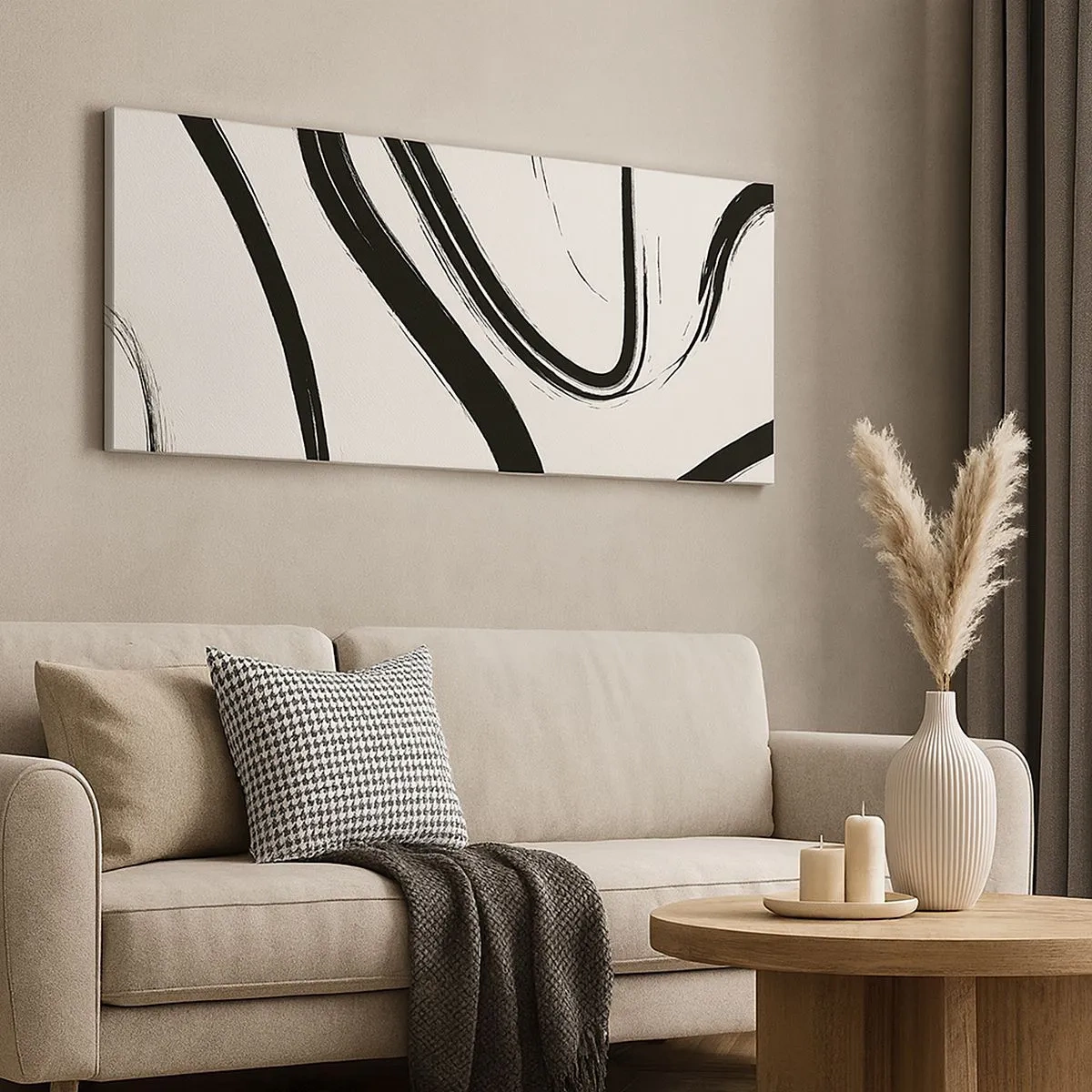 Impression sur toile - Image sur toile - Fantaisie en noir et blanc - 100x40 cm