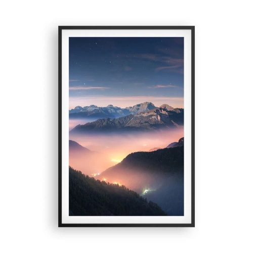 Affiche dans un cadre noir - Poster - Lumière dans les vallées - 61x91 cm