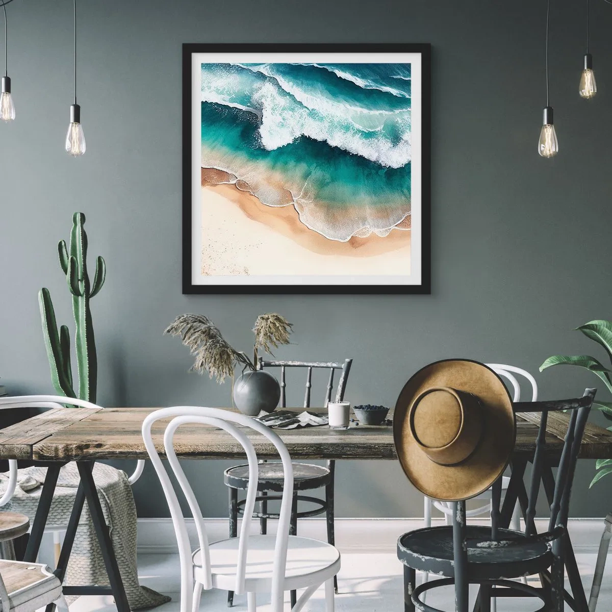 Affiche dans un cadre noir - Poster - La rencontre éternelle - 50x50 cm