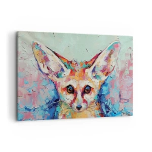 Impression sur toile - Image sur toile - Un portrait coloré d'un renard fennec dans le style d'une peinture expressive. - 120x80cm - Etes-vous prêts pour moi? - Décoration murale moderne pour le salon et la chambre ARTTOR