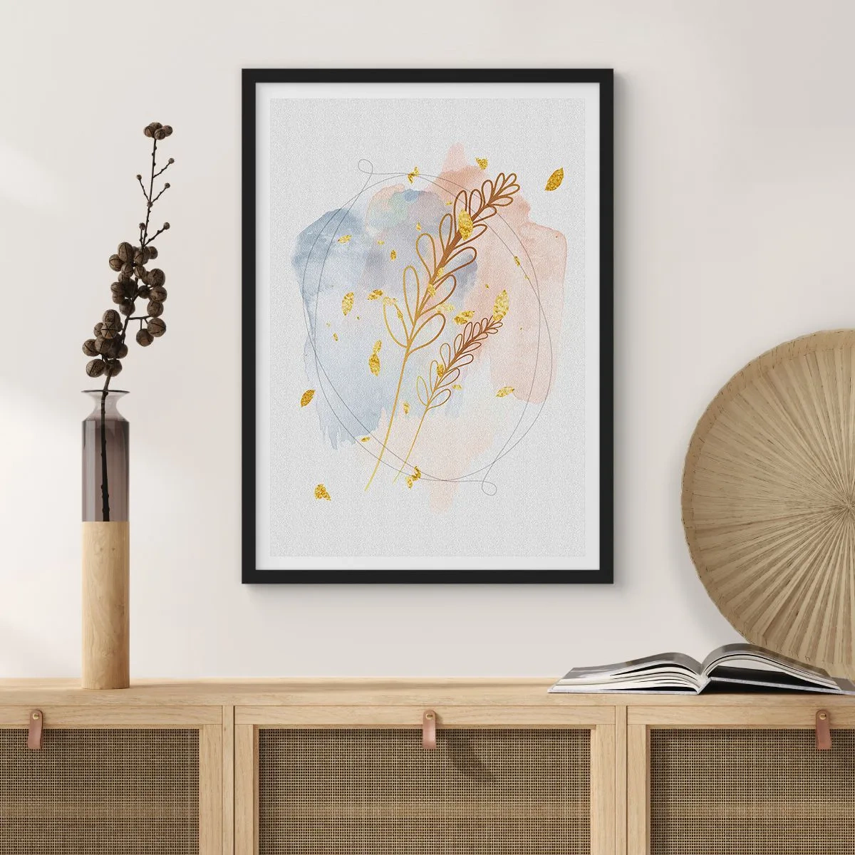 Affiche dans un cadre noir - Poster - Explosion d'or - 61x91 cm