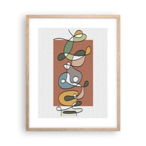 Affiche dans un chêne clair - Poster - Abstraction : danse colorée - 40x50 cm