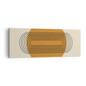 Impression sur toile - Image sur toile - Motif géométrique avec des cercles et des lignes orange - 140x50cm - Plan idéal - Décoration murale moderne pour le salon et la chambre ARTTOR