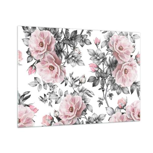 Impression sur verre - Image sur verre - Perdez-vous dans les fleurs de rose - 100x70cm - Se perdre dans les fleurs des roses - Décoration murale moderne pour le salon et la chambre ARTTOR
