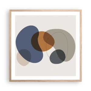 Affiche dans un chêne clair - Poster - Gouttes de couleur - 60x60 cm