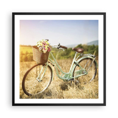 Affiche dans un cadre noir - Poster - Je vais rester un petit moment - 60x60 cm