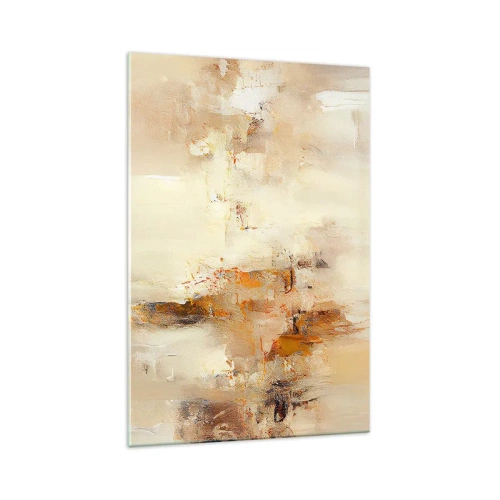 Impression sur verre - Image sur verre - Une composition abstraite dans des tons chauds de jaune et de marron. - 70x100cm - Âme de l'ambre - Décoration murale moderne pour le salon et la chambre ARTTOR