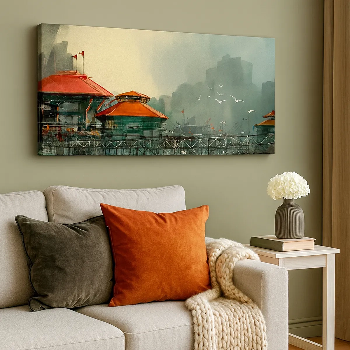 Impression sur toile - Image sur toile - Une journée ensoleillée au port - 30x30 cm