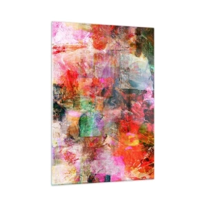 Impression sur verre - Image sur verre - Abstraction colorée aux couleurs intenses - 50x70cm - Un voyage à travers les roses - Décoration murale moderne pour le salon et la chambre ARTTOR