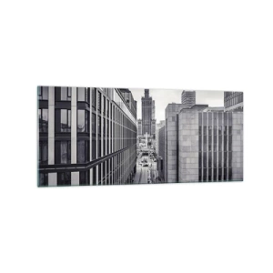Impression sur verre - Image sur verre - Panorama de Varsovie avec vue sur le Palais de la Culture et les bâtiments environnants - 120x50cm - Vallée de Varsovie - Décoration murale moderne pour le salon et la chambre ARTTOR