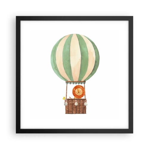 Affiche dans un cadre noir - Poster - Les voyages de Léon - 40x40 cm