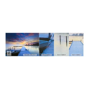 Échantillon de Papier Peint Premium Canvas - Calme violet-doré - Paysage, Lac, Bateau - 100x30 cm